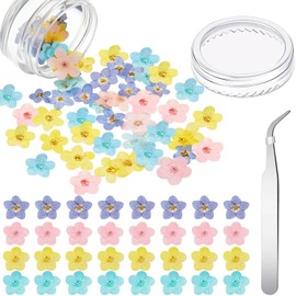 Flores naturales no secas, flores secas prensadas, no te olvides de mí, flores secas para hacer joyas con pinzas para arte de uñas, velas, resina epoxi para manualidades, 4 colores (101 piezas)
