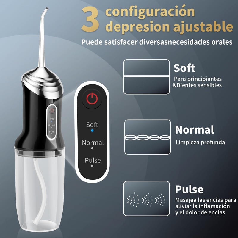 Irrigador Bucal, 3 Modos de Limpieza y 8 Puntas,Limpieza Dental