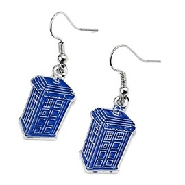 DW Tardis Metal Enamel Tardis French Wire Earrings