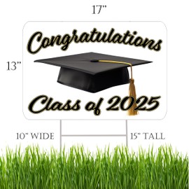 Congratulations Class of 2025 Graduation Yard Sign Home Decor Lawn Decoration With Stake Senior High School College Graduate White