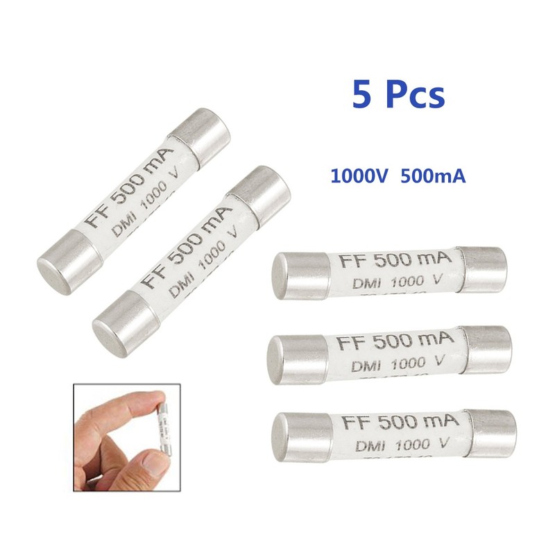 YXQ 1000V 500mA Ceramic Fuse 6.3 x 32mm White for