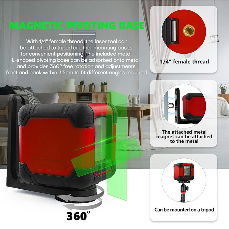 YIYITOOLS Line Laser Level Tools 100ft Green Self Fit for