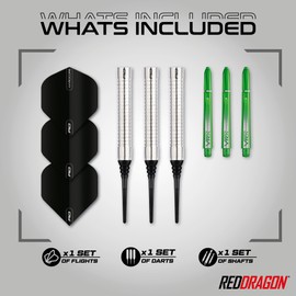 RED DRAGON Featherlite 15g Soft Tip with Dart Flights and Dart Shafts