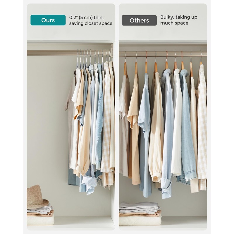 SONGMICS Clothes Hangers, Pack of 50 Plastic Coat Hangers, Space-Saving,