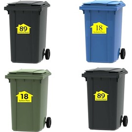 4X Yellow Bin Numbers Wheelie Bin Vinyl Weather Proof Stickers Customised House Numbers Street Names Choice of Sizes (A6, A5, A4) (SKU-Yellow.Bin-A6)