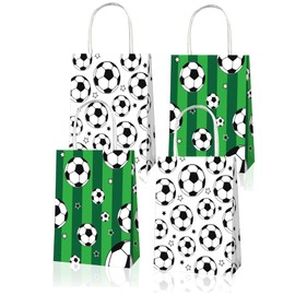 QYCX Soccer Party Decorations, 12 Pcs Soccer Gift Bags Soccer Candy Bags Soccer Party Favors Bags Treat Bags Football Goodie Bags Green White Candy Bags Soccer Candy Gift Boxes for Sport Party Supplies Men Kids Boys Soccer Fans Birthday Party Decorations