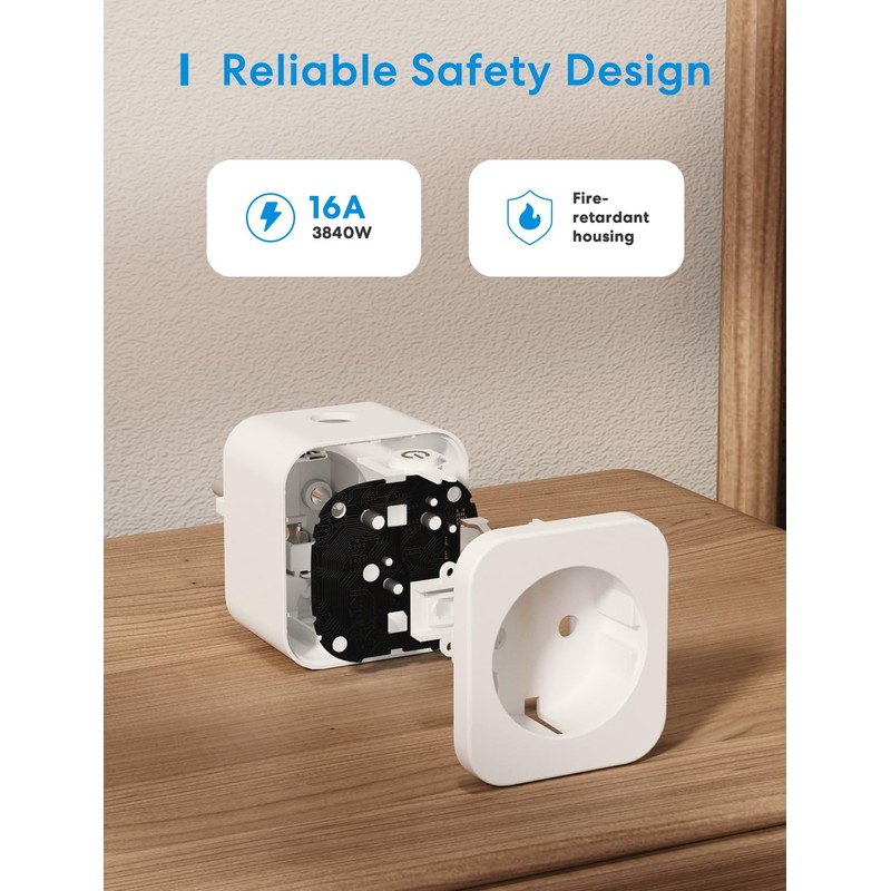 Meross Smart WLAN Socket with Current Measurement 16 A, WiFi
