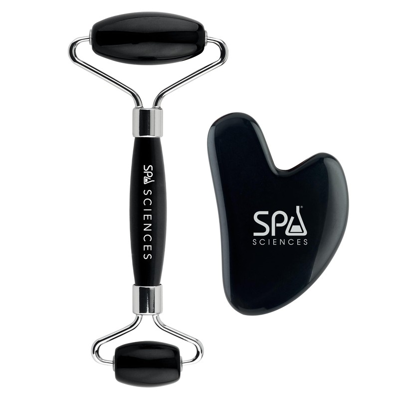 SPA SCIENCES - Obsidian Roller & Gua Sha - Black