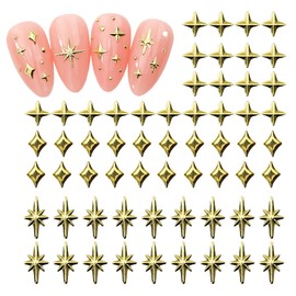 WOKOTO 600Pcs Mini Gold Star Nail Charms 3D Alloy Nail Art Charms 3 Kinds of Star Nail Decorations for Acrylic Nails Charms Supplies Gold Star Nail Gems Jewelry DIY Nail Art Decoration Accessories
