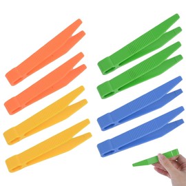 ZORTVUL Pack of 8 Children's Tweezers Colourful Clip Plastic Tweezers Flat Tip Tweezers for Children Sensory Fine Motor Skills Training, Tweezers Children Used for DIY Crafts, Children's Toys