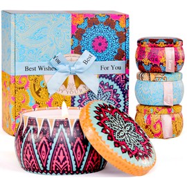 Candle Gift Set for Women, 4 Pack Long Lasting Lavender Scented Soy Candles, Aromatherapy Candles for Home Relaxation, Ideal Gift for Birthday, Thanksgiving, Mother's Day, Valentine's Day