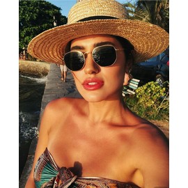 YWWPMDOF Polarized Sunglasses for Womens Trendy - Square Hexagonal Flat Mirrored Sun Glasses UV Protection