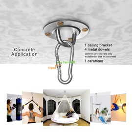 CCLIFE Stainless Steel Ceiling Hook Bracket Ceiling Mount with Screws Carabiner for Hanging, Hammock, Aerial Yoga, Punch Bags