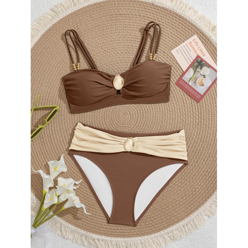 Eomenie Bikini Sets for Women Color Block Two Piece Bathing