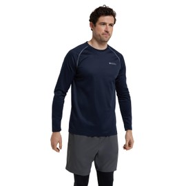 Mountain Warehouse Endurance Mens Top – Long Sleeves, Quick Dry T-Shirt, Highly Breathable Tee, UPF50 Protection Tee Shirt – For, Travelling, Walking, Gym Navy Reflect S