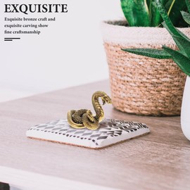Cabilock Snake Ornaments Desktop Decor Garden Ornament Metal Snake Figurine Sculpture Novel Snake Decor Desktop Snake Shaped Decor Tea Ceremony Decor Retro Snake Statue Brass Golden
