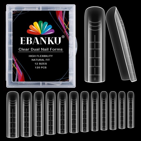 EBANKU Poly Extension Gel Dual Nail Forms, Square Clear Nail