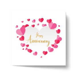 Papa Prints Pink Wedding Anniversary Card for Couple 145 x 150mm Anniversary Card for Wife Happy Anniversary Card for Husband