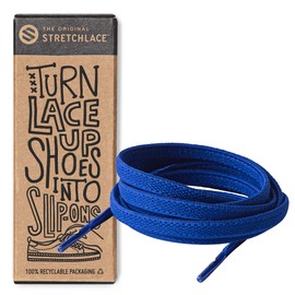 The Original Stretchlace No Tie Shoelaces | Adults Kids | Stretch Elastic Laces Flat Royal Blue 55 Inches (139 cm)