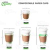 16 oz Compostable Paper Cups with White Dome Lids, Sleeves