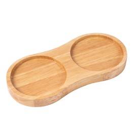 DeroTeno Salt and Pepper Mill Tray, Inner Diameter 6.8 cm, Mill Coaster, Mill Holder for Two Mills Made of Rubberwood, Dining Table Protector (Pepper Mill and Salt Mill Not Included)