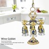 6Pcs Chinese Chalice Retro Style Zinc Alloy Glass Embossed Flower