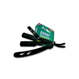 Razor, Steel + 100 Half Derby Interchangeable Blades + Leather Pocuh for Men, Men's Razor Set for Barber and Hair Dresser