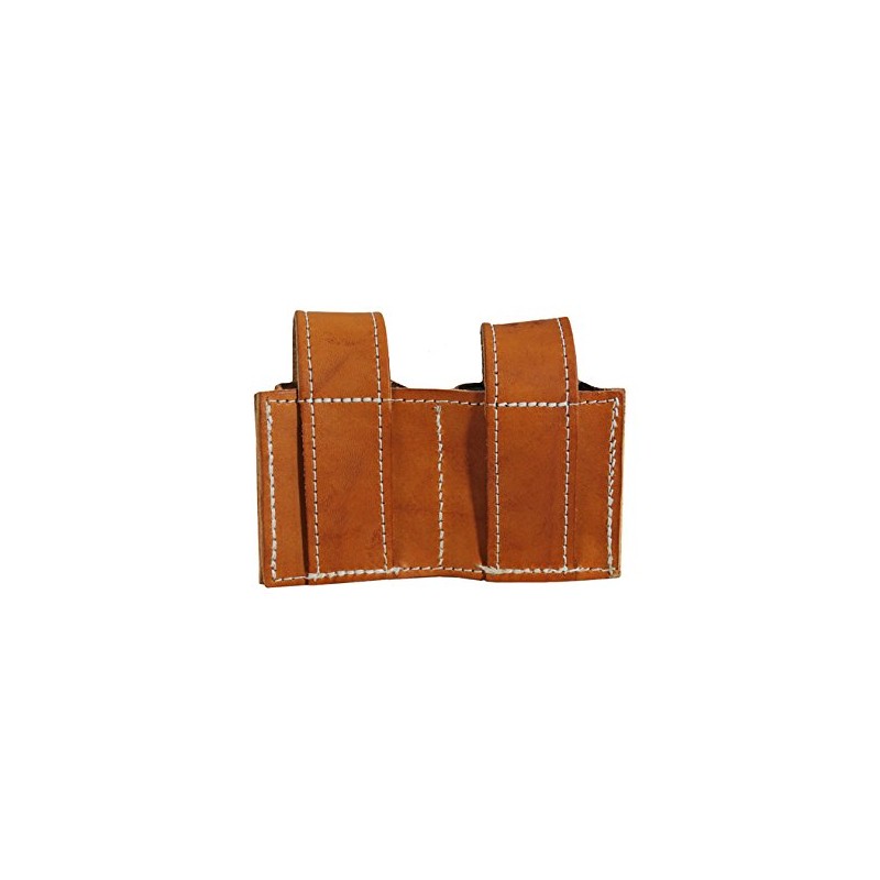 Barsony Saddle Tan Leather Revolver Double Speed Loader Pouch for