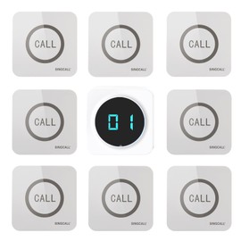 SINGCALL Restaurant Pager System Waiter Calling System Pagers and Beepers for Kitchen,Fast Food,Hotel,Restaurants,Cafe,Bar to Call Waiters 8 Waterproof Wireless Call Buttons 1 Number Display Receiver