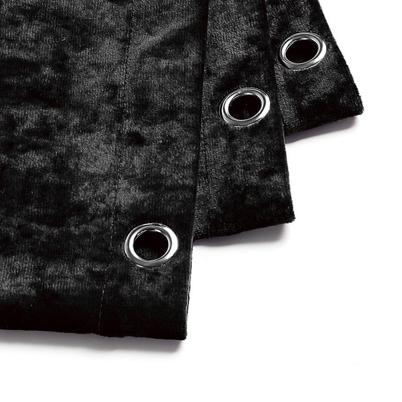Fredsure Distressed Velvet Shower Curtain Set, 13 Pieces Black Including