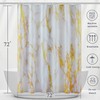 BLESFOREVER Gold White Marble Shower Curtain Set with 12 Hooks,