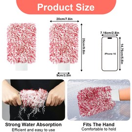 vsshe Microfiber Car Washing Mitts 2PCS, Coral Fleece Premium Car Wash Mitt, Anti-Streak and Anti-Scratch Cleaning Kit, Highly Absorbent 100% Scratch-Free, Better Than Cars Wash Sponge, for Cleaning