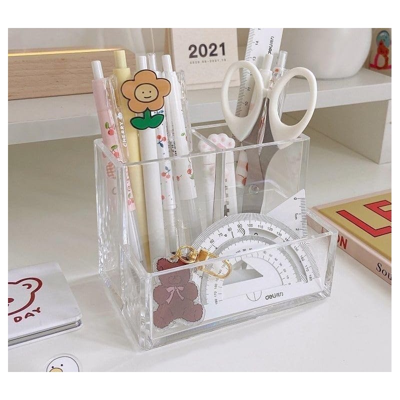 Plus Nao Pen Holder, Acrylic, Transparent, Clear Pen Stand, Pencil