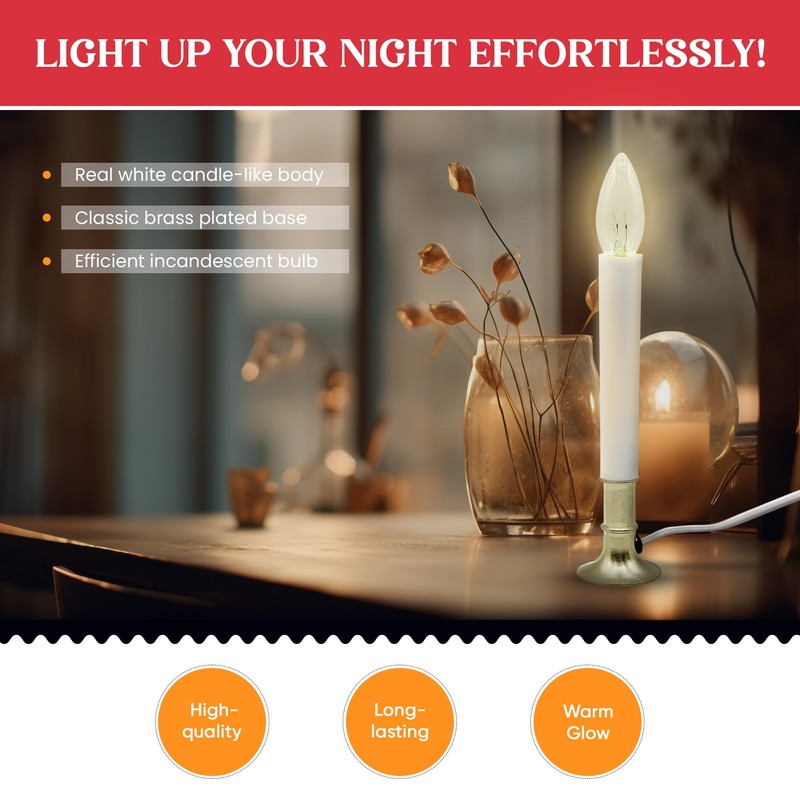 Creative Hobbies Electric Window Candle Lamp with LED Bulb, Brass