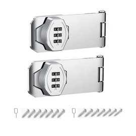 Cabinet Door Combination Lock，Household Cabinet Password Hasp Locks,Barn Door Lock,Fold Lock,Cabinet Door Locks,Cabinets, Barn Door, Bathroom, Outdoor, Garden (2Pack Silver)