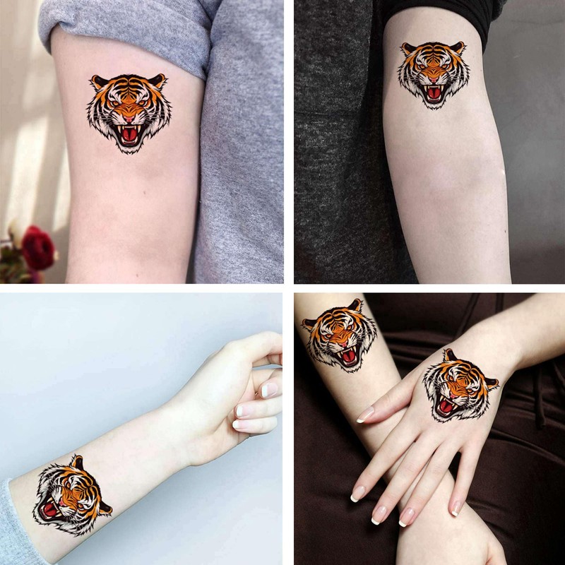 Dopetattoo 6 Sheets Temporary Tattoos Tiger Fake tattoos Neck Arm
