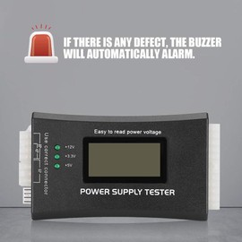 Computer Power Tester with LCD Display, Buzzer Alarm, Multifunctional Test Interface for ATX, BTX, ITX, TFX Power Supplies, Portable and Reliable