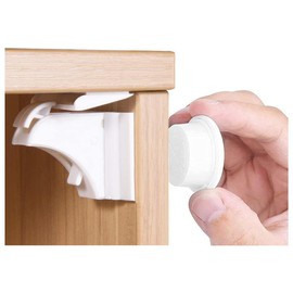 Norjews Child Safety Adhesive Magnetic Cabinet Locks (20 Locks and 3 Keys), Easy Install in Seconds, No Screws or Drilling, Invisible Baby Proof Locks for Cabinets and Drawers