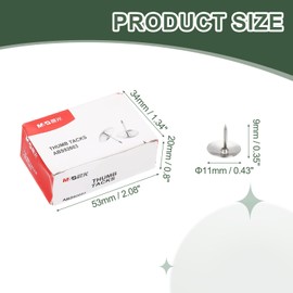 M&G 1000 pcs Thumb Tacks, Push Pins Thumbtacks Strong Pushpins Rust-Proof Metal Steel Flat Head for Wall Cork Board Bulletin Board Wood Decorative, 2 Pack Paper Box, Silver Tone