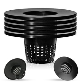 (5 Pack) 6 Inch Wide Mesh Lip Bucket Basket Lid | 5 Gallon Bucket Lids for DWC, Net Pots for Hydroponics + CHQ Conversion Chart