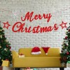 Elicola Red Glitter Merry Christmas Banner Christmas Banner with Snowflakes