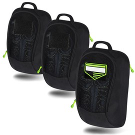 Shoe Bag Golf Travel Soccer Gym Sport with Side Accessory Outside Pocket for Socks Shoe Pouch Portable Large Shoe Storage Bag for Packing Zippered (all black)