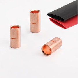 SVAAR 00 Gauge Non-Insulated Butt Connectors 5 PCS 2/0 Gauge Butt Splice Connectors 00 AWG Uninsulated Crimp Wire Connectors 70mm² Bare Pure Copper Crimp Butt Terminals with 6 PCS 3:1 Heat Shrink Tube