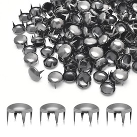200pcs Nailheads Round Dome Studs Rivet Metal Punk Spikes Spots for Punk Rock Leather Craft Clothes Belt Bag Shoes Decorations (10mm) (Black Nickel)