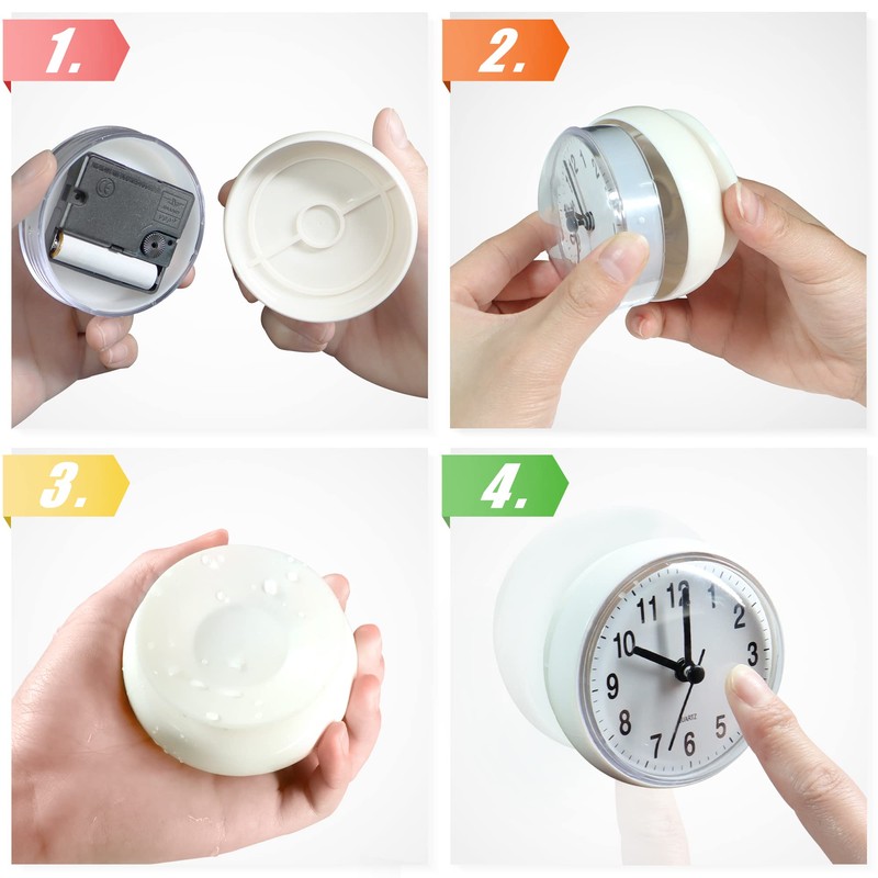 Betus Waterproof Bathroom Shower Clock with Large Suction Cup -
