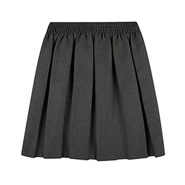 Alanna Jones School Uniform Skirt Girls Back to School UK Box Pleated Round Elasticated Waist Skirt Age 2-16 Years (15-16 Years, Grey)