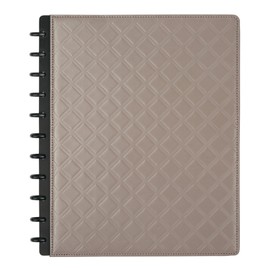 TUL® Discbound Notebook With Debossed Leather Cover, Letter Size, Narrow Ruled, 60 Sheets, Gray