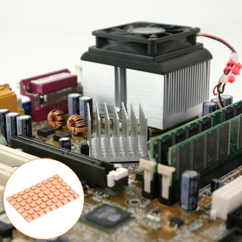 sourcing map Copper Heatsink with Conductive Thermal Pads for Solid
