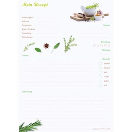 PRICARO Spices Recipe Pad A4 25 Sheets Pack of 3 White