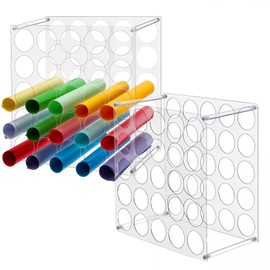 2-Pack 25 Holes Rack Vinyl Holder Acrylic Vinyl Roll Storage for Craft Room, Vinyl Organizer for up to 50 Vinyl Rolls